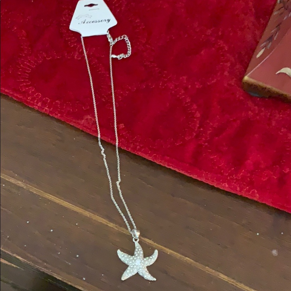 Starfish rhinestone necklace adjustable chain